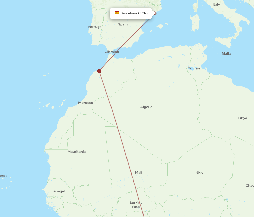 BCN to LFW flights and routes map
