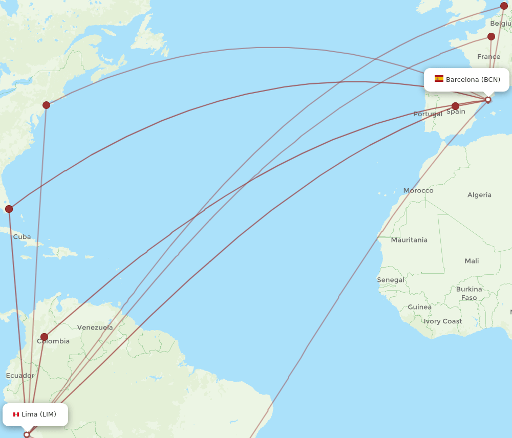 BCN-LIM flight routes