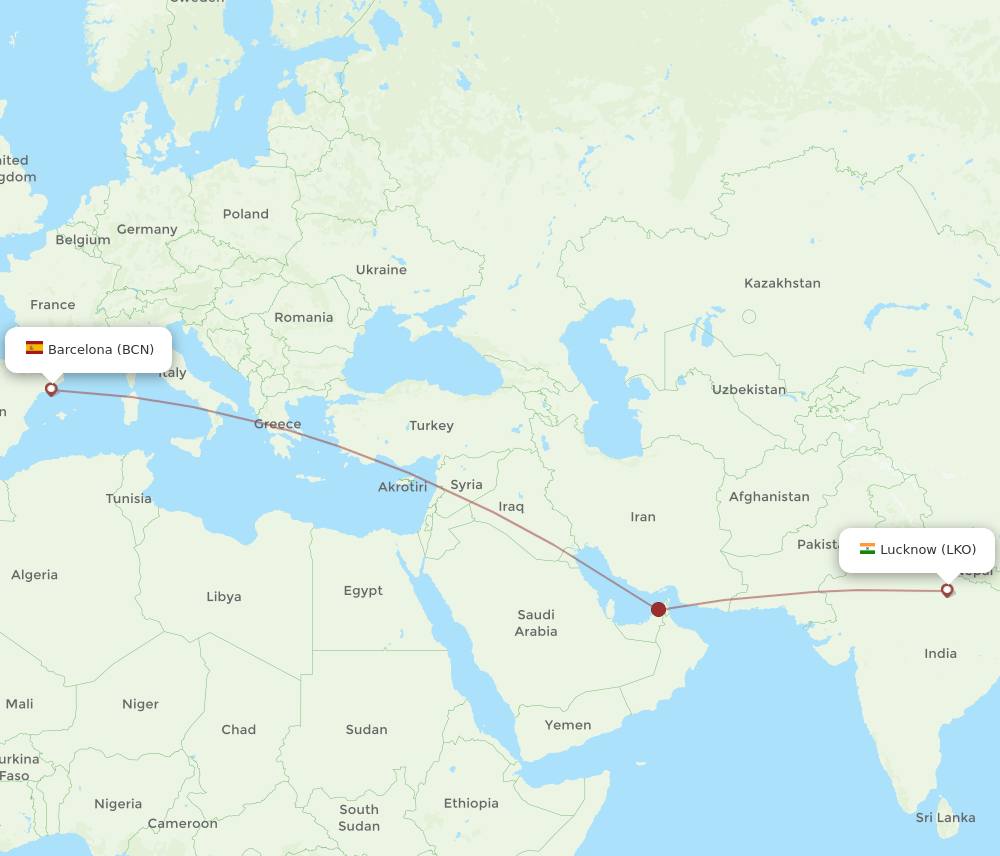 BCN-LKO flight routes