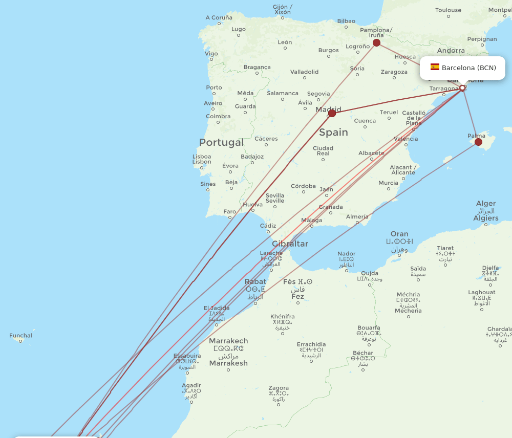 BCN-LPA flight routes
