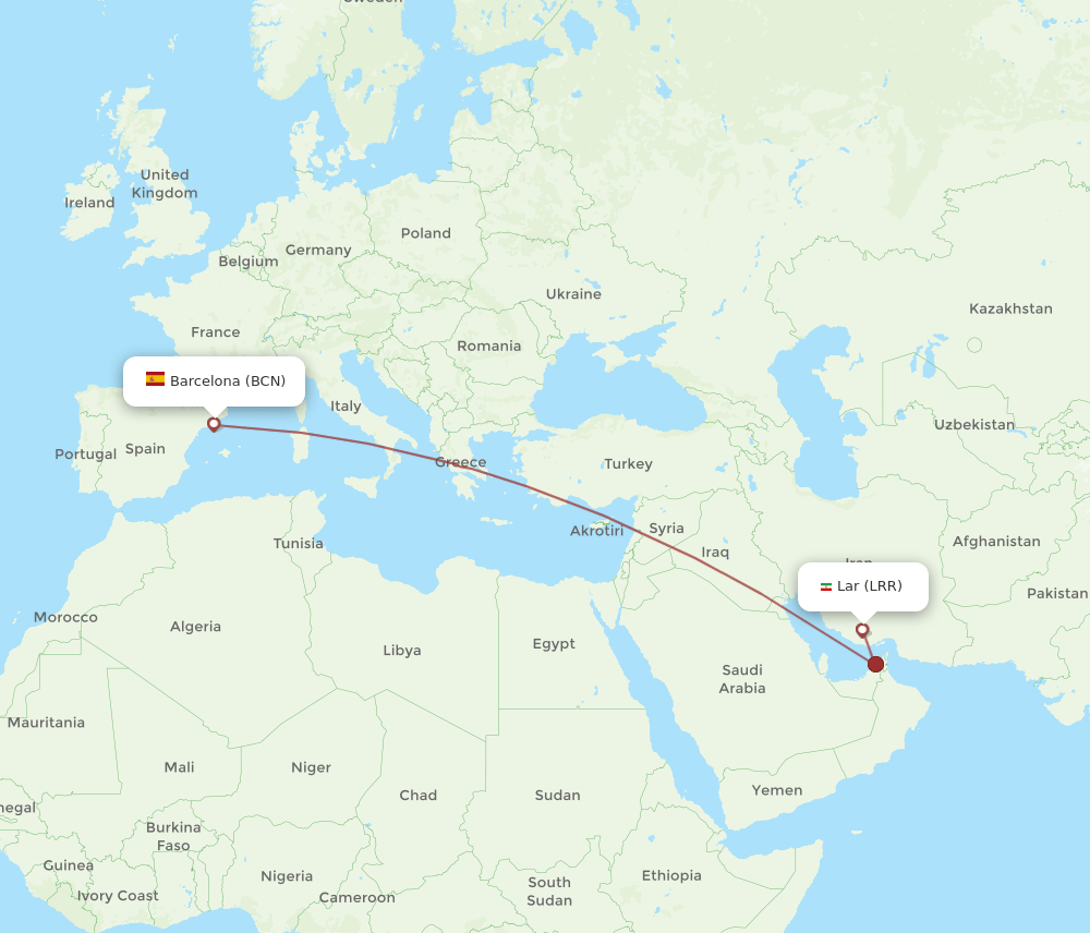 BCN-LRR flight routes