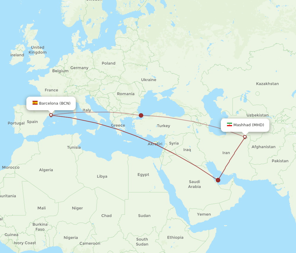 BCN-MHD flight routes