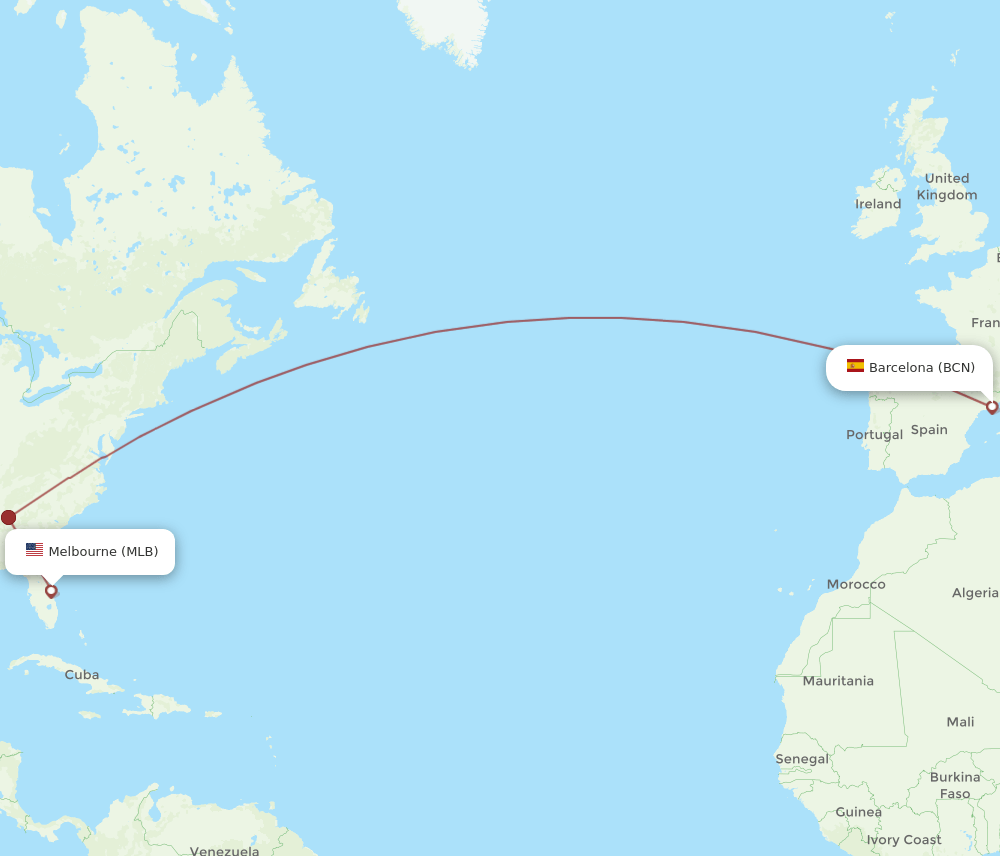BCN-MLB flight routes