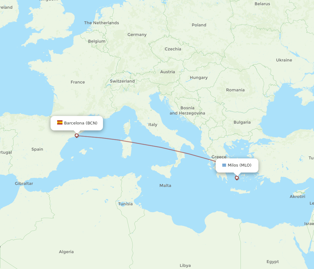 BCN-MLO flight routes