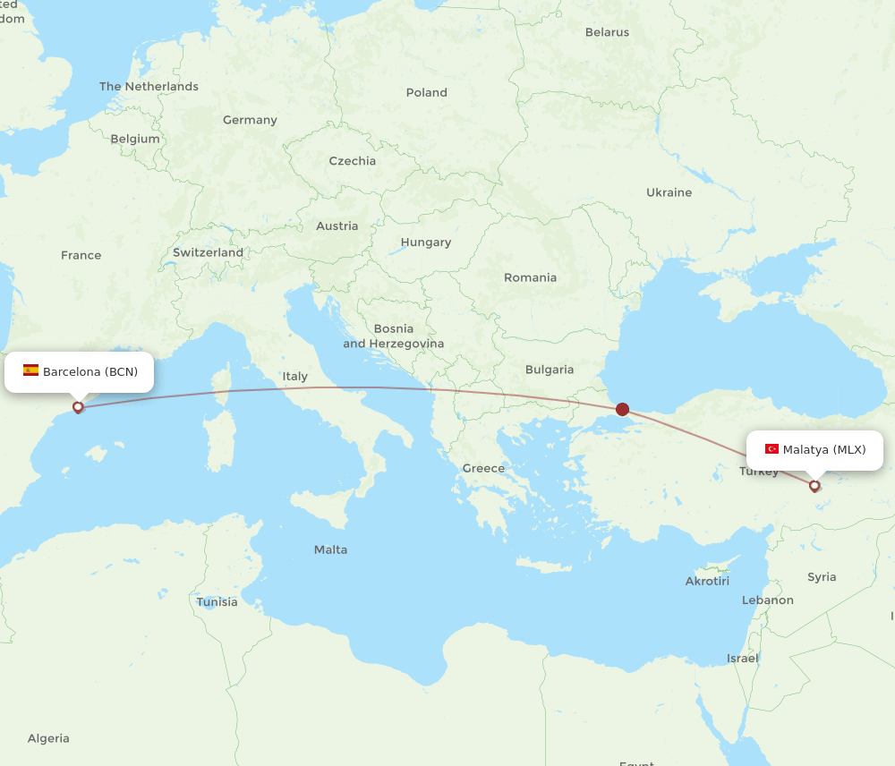 BCN-MLX flight routes