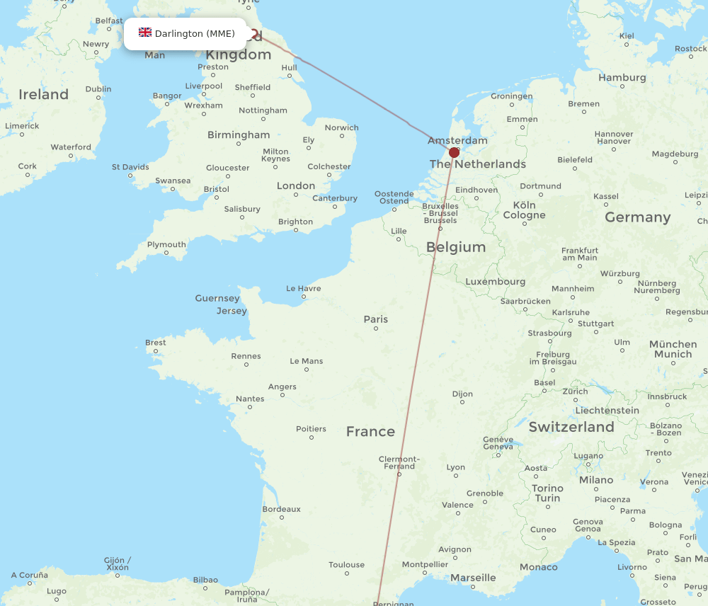 BCN-MME flight routes