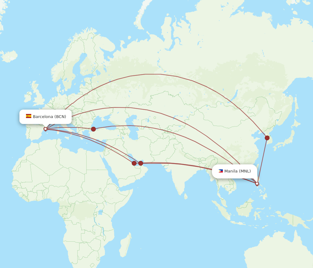 BCN-MNL flight routes