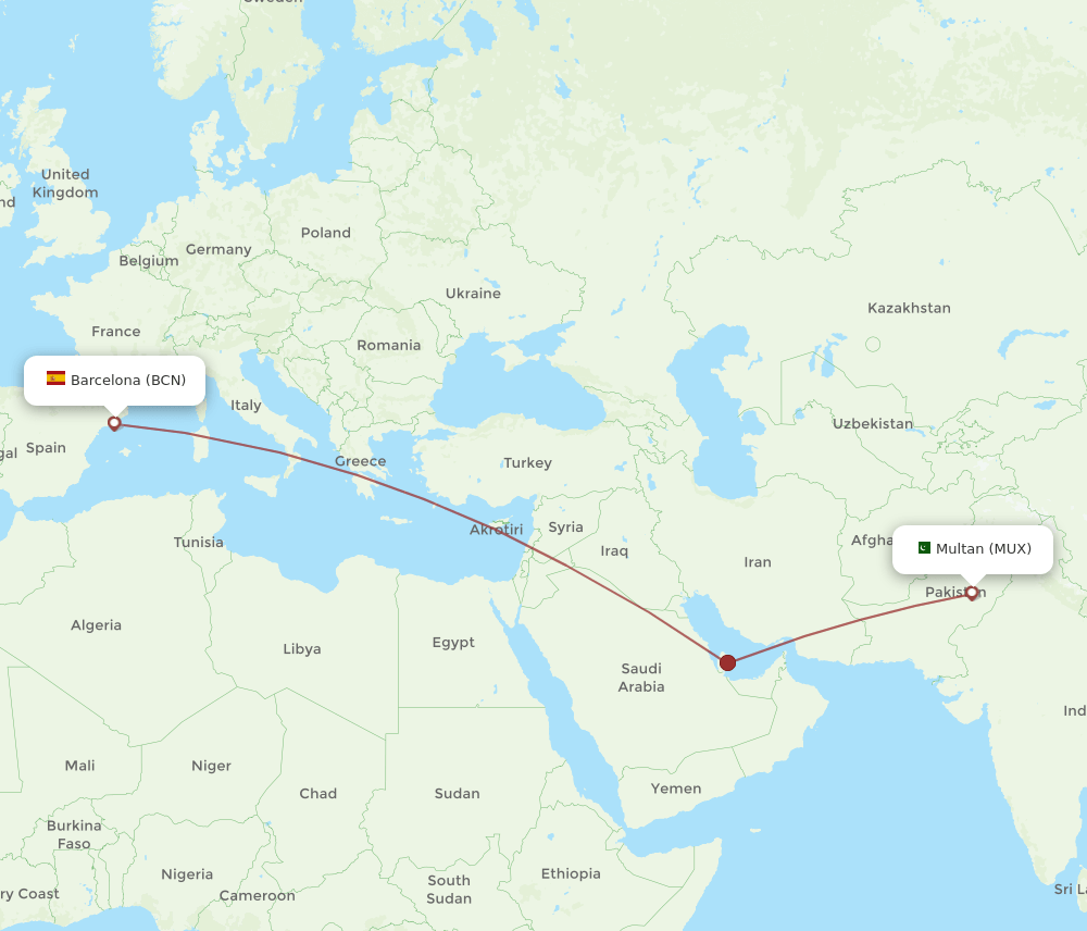 BCN-MUX flight routes