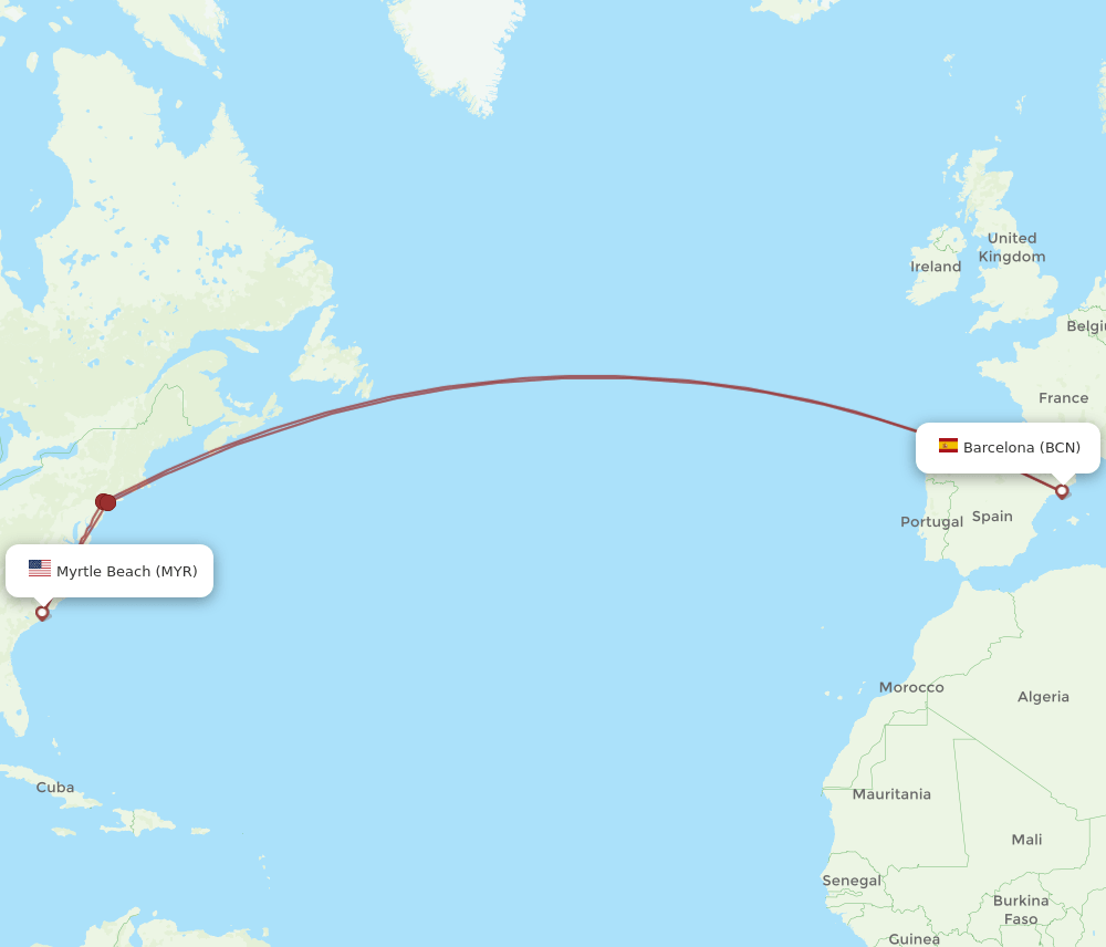 BCN-MYR flight routes