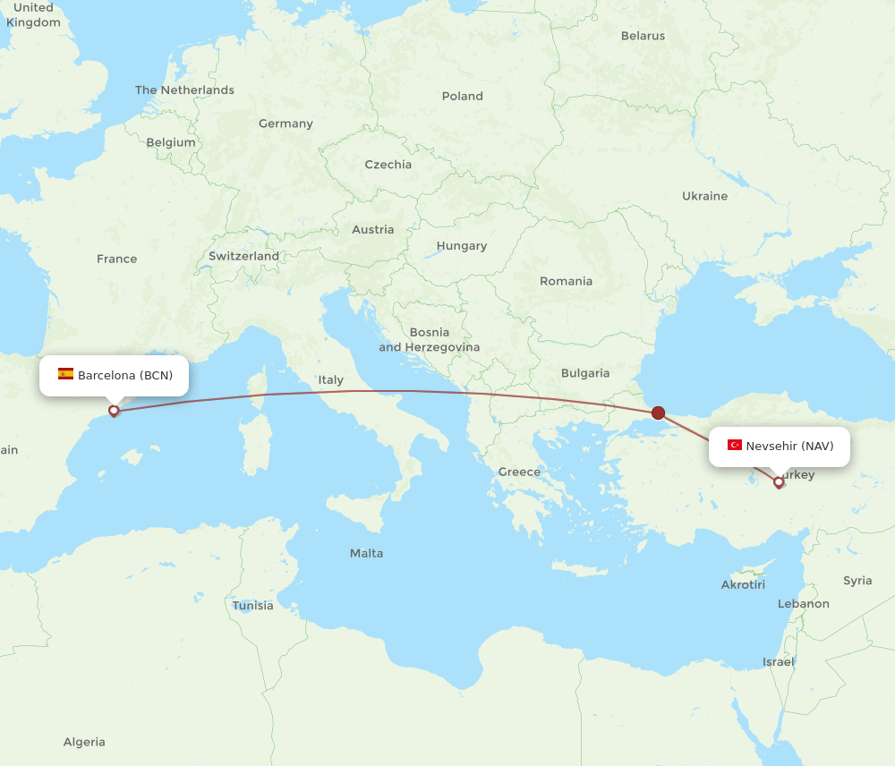 BCN-NAV flight routes