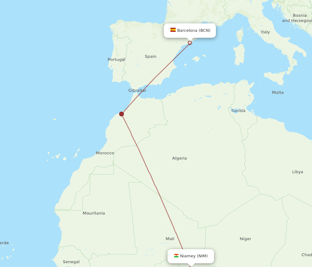 BCN-NIM flight routes