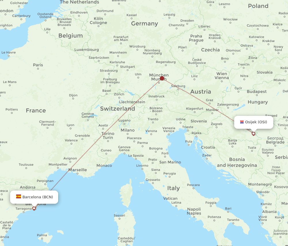 BCN-OSI flight routes