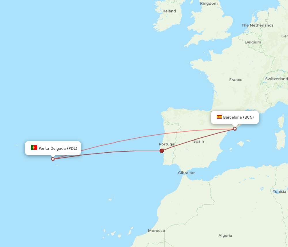BCN-PDL flight routes