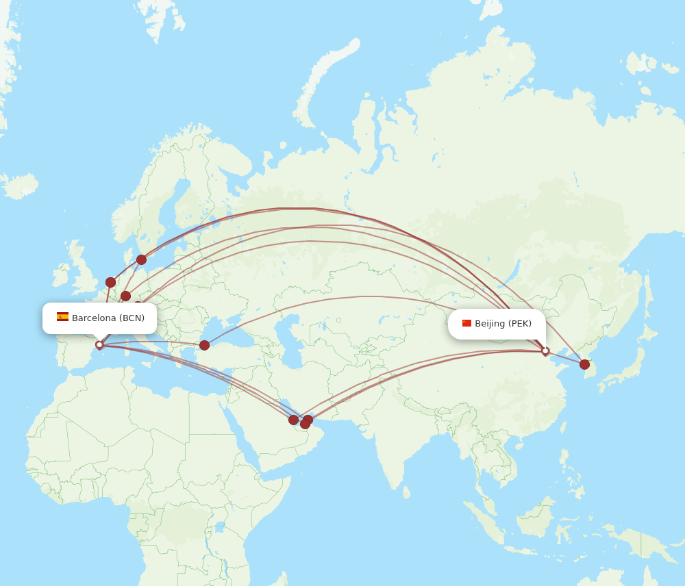 BCN-PEK flight routes