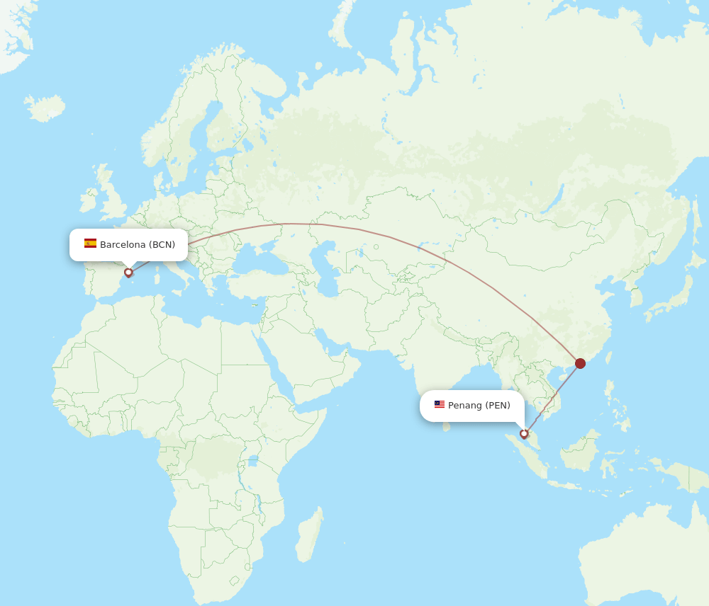 BCN-PEN flight routes