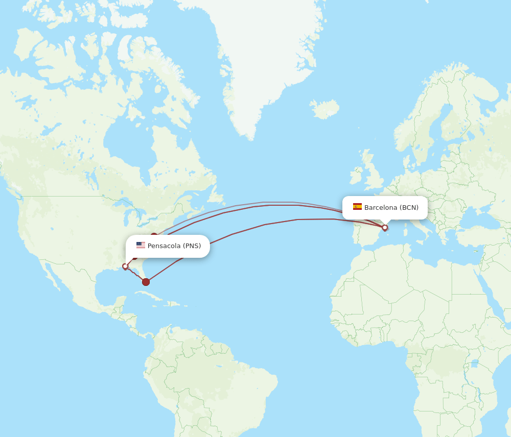 BCN-PNS flight routes