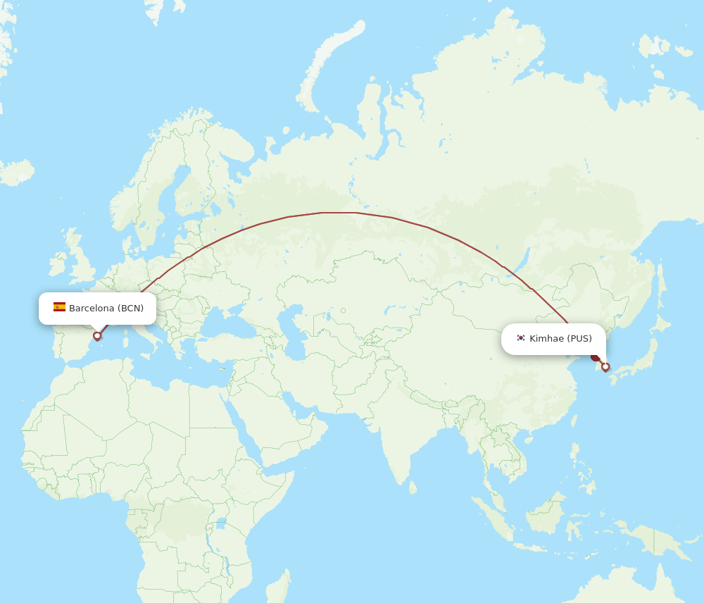 BCN-PUS flight routes