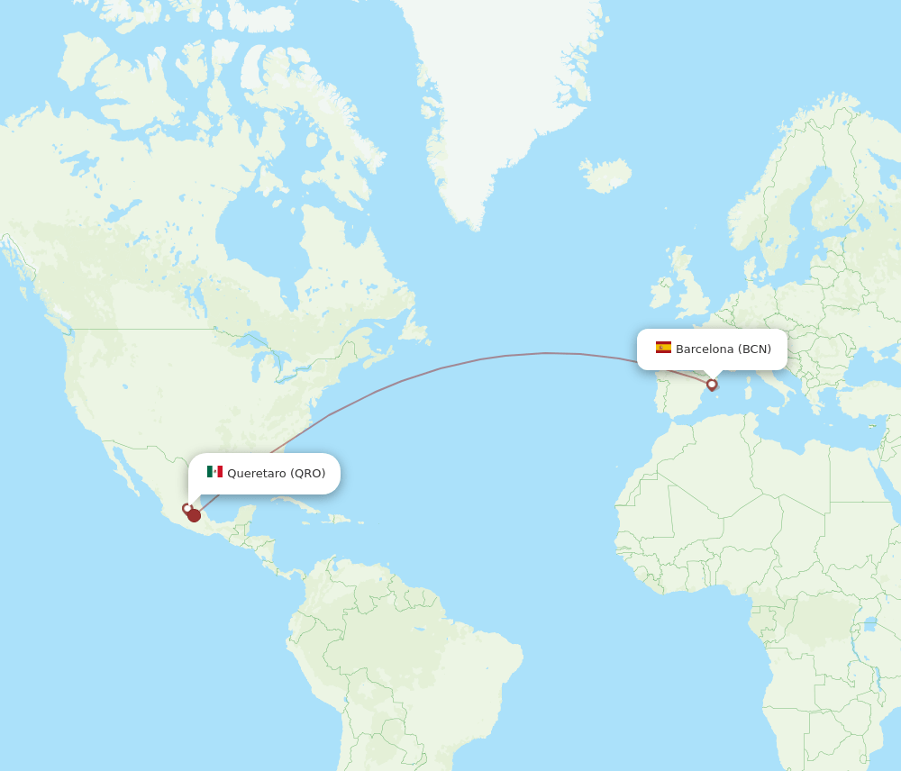BCN-QRO flight routes