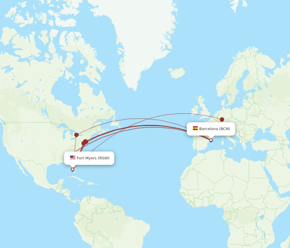 BCN-RSW flight routes