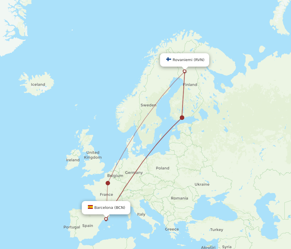 BCN-RVN flight routes