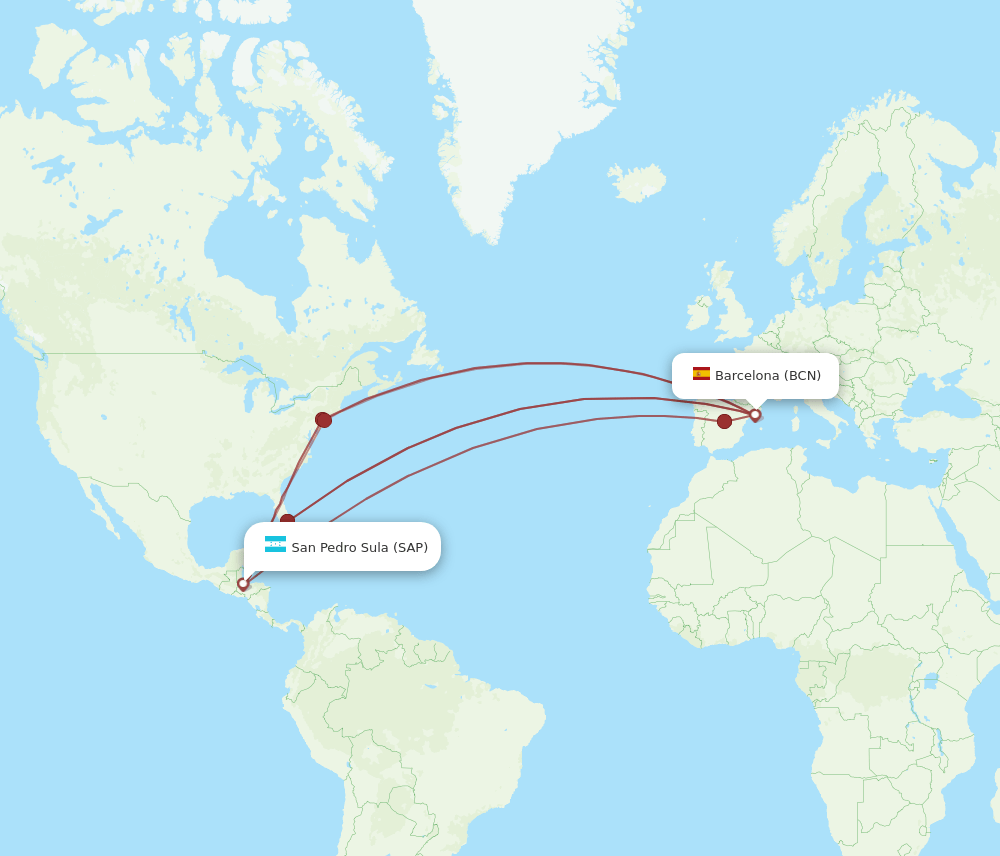 BCN-SAP flight routes