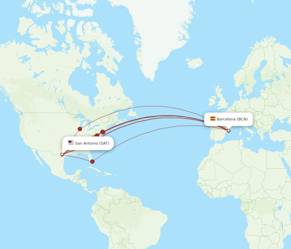 BCN-SAT flight routes