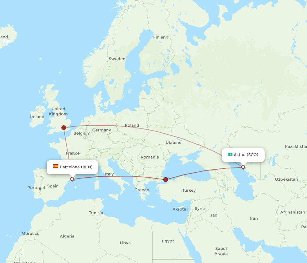 BCN-SCO flight routes