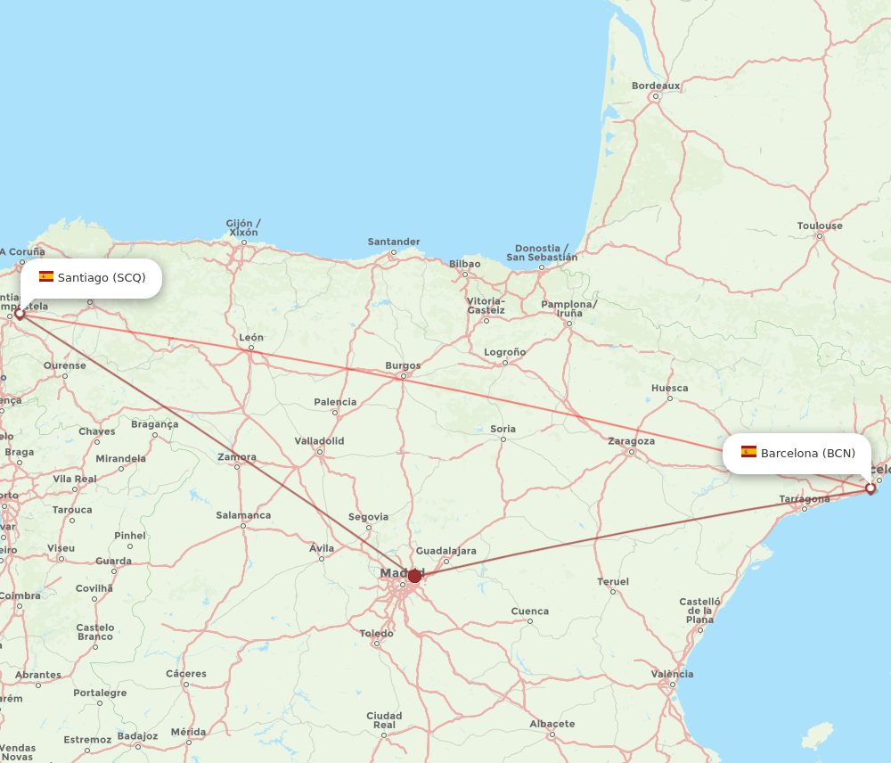 BCN-SCQ flight routes