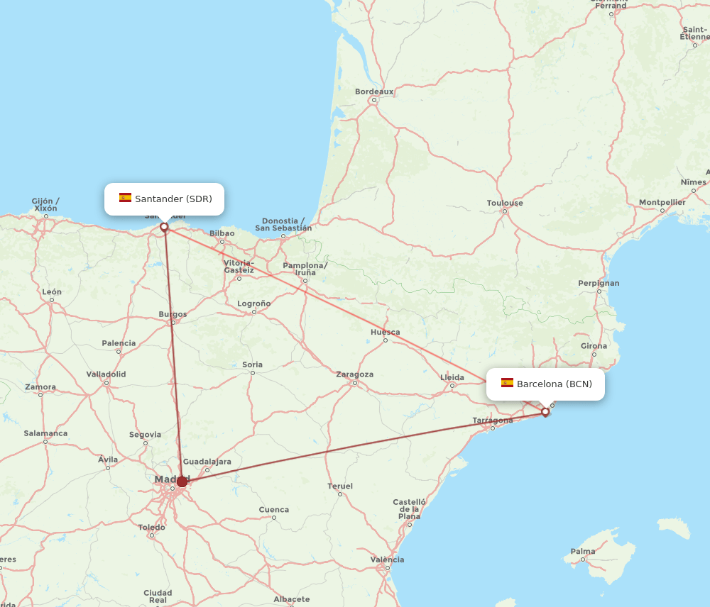BCN-SDR flight routes