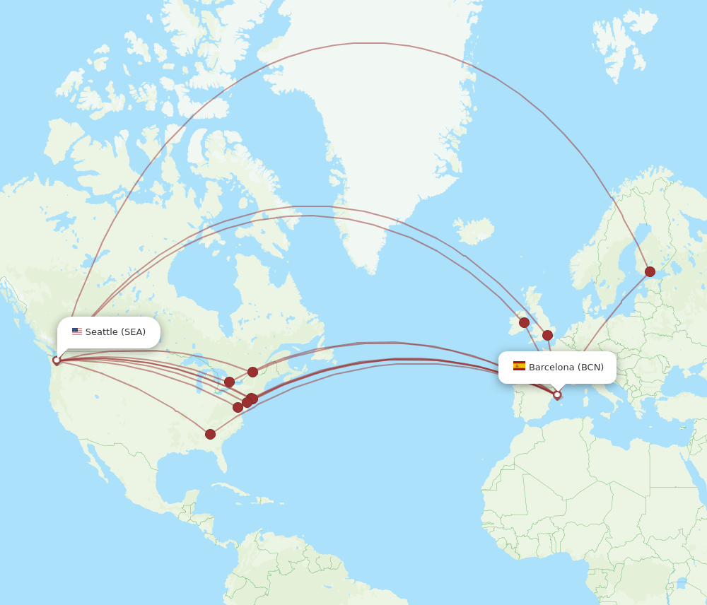 BCN-SEA flight routes