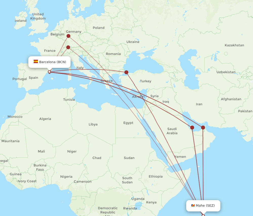 BCN-SEZ flight routes