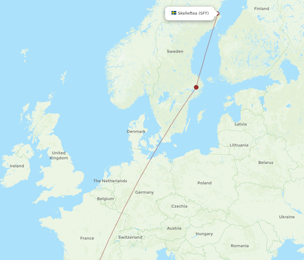 BCN to SFT flights and routes map