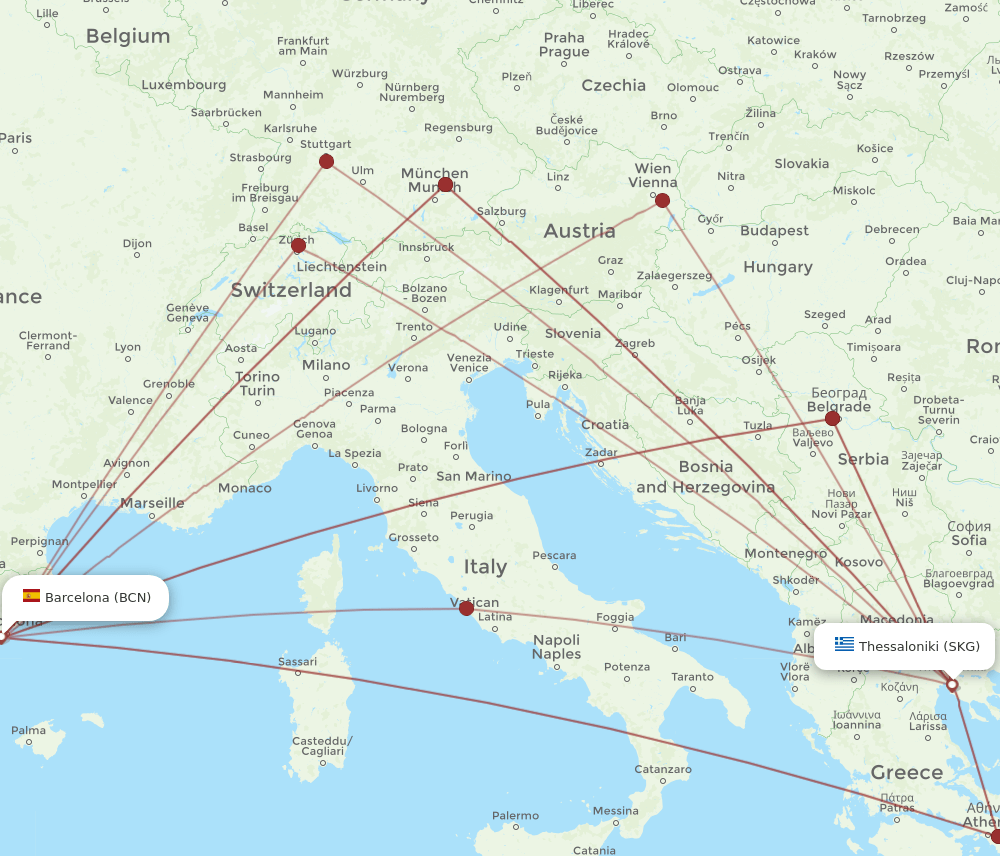 BCN-SKG flight routes