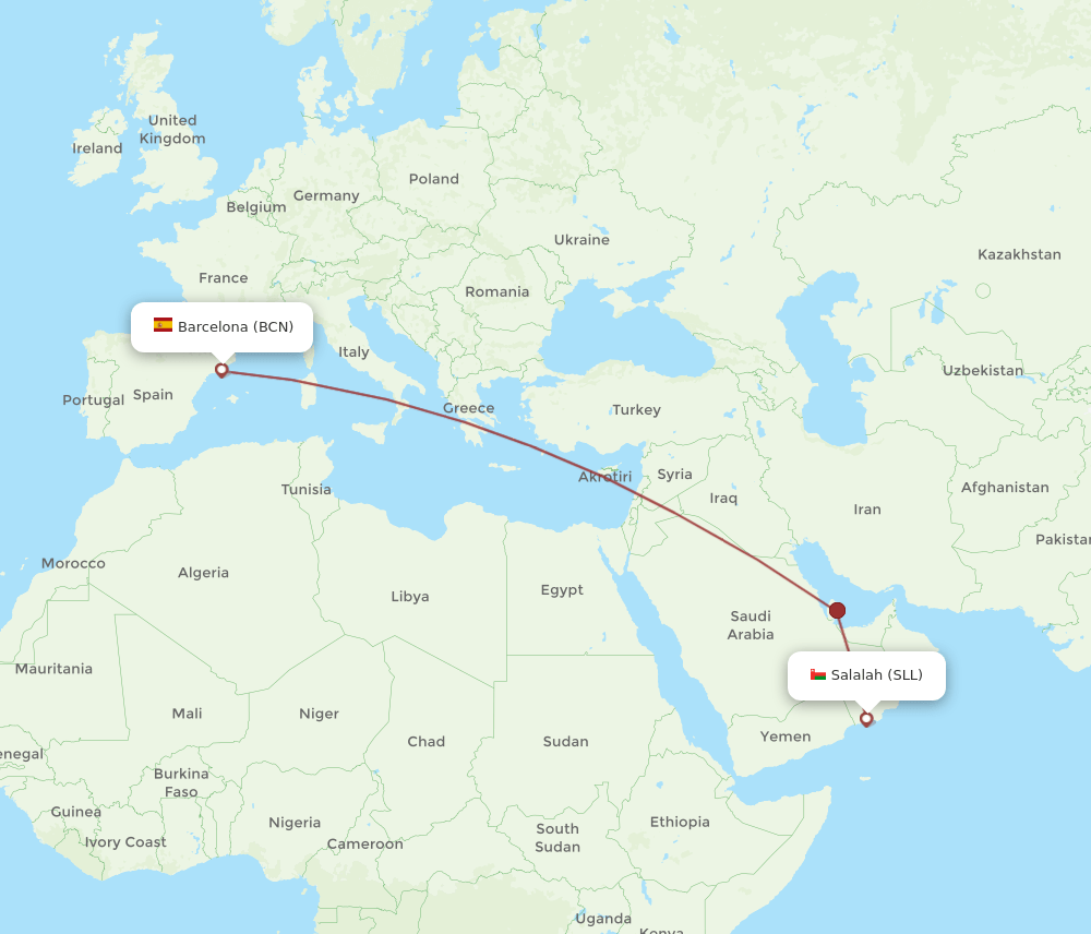 BCN-SLL flight routes