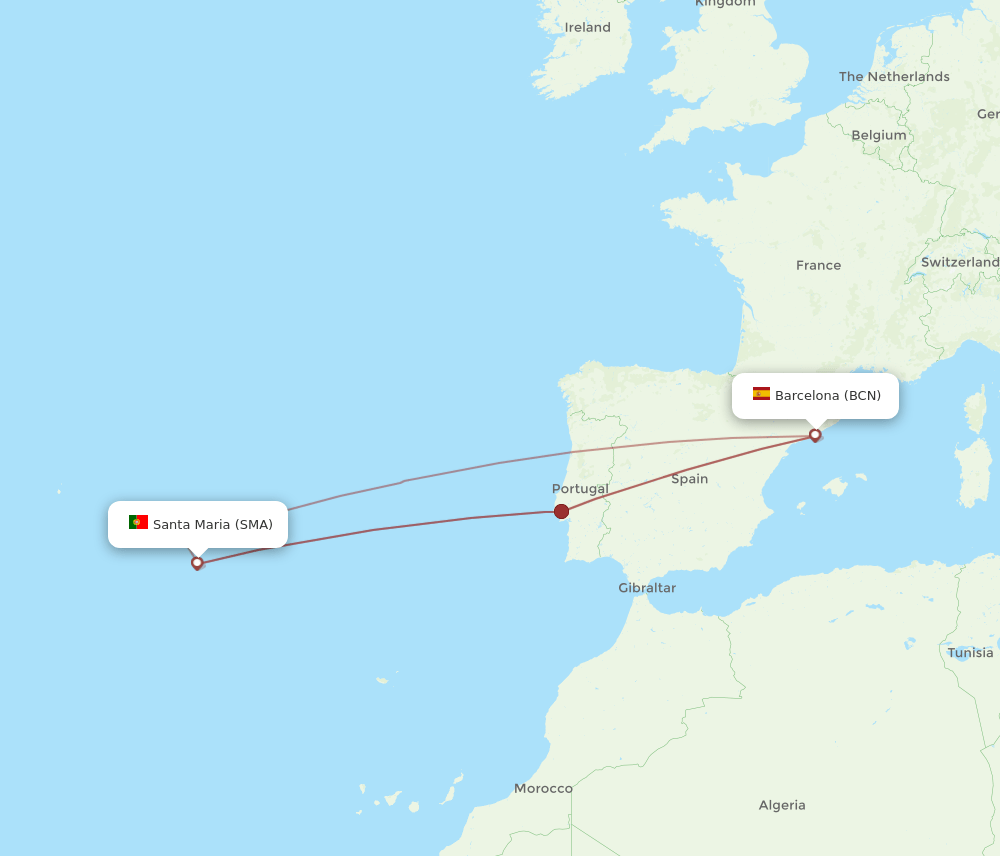 BCN-SMA flight routes