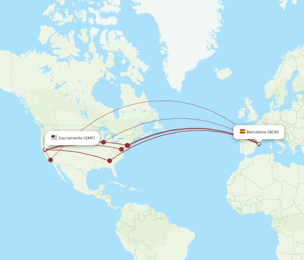 BCN-SMF flight routes