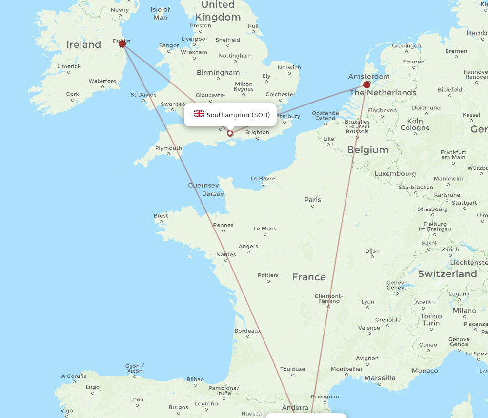 BCN-SOU flight routes