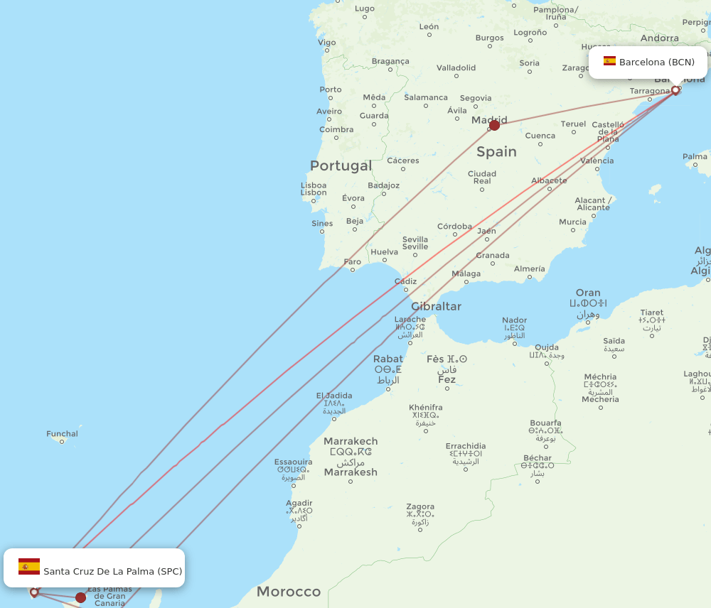 BCN-SPC flight routes