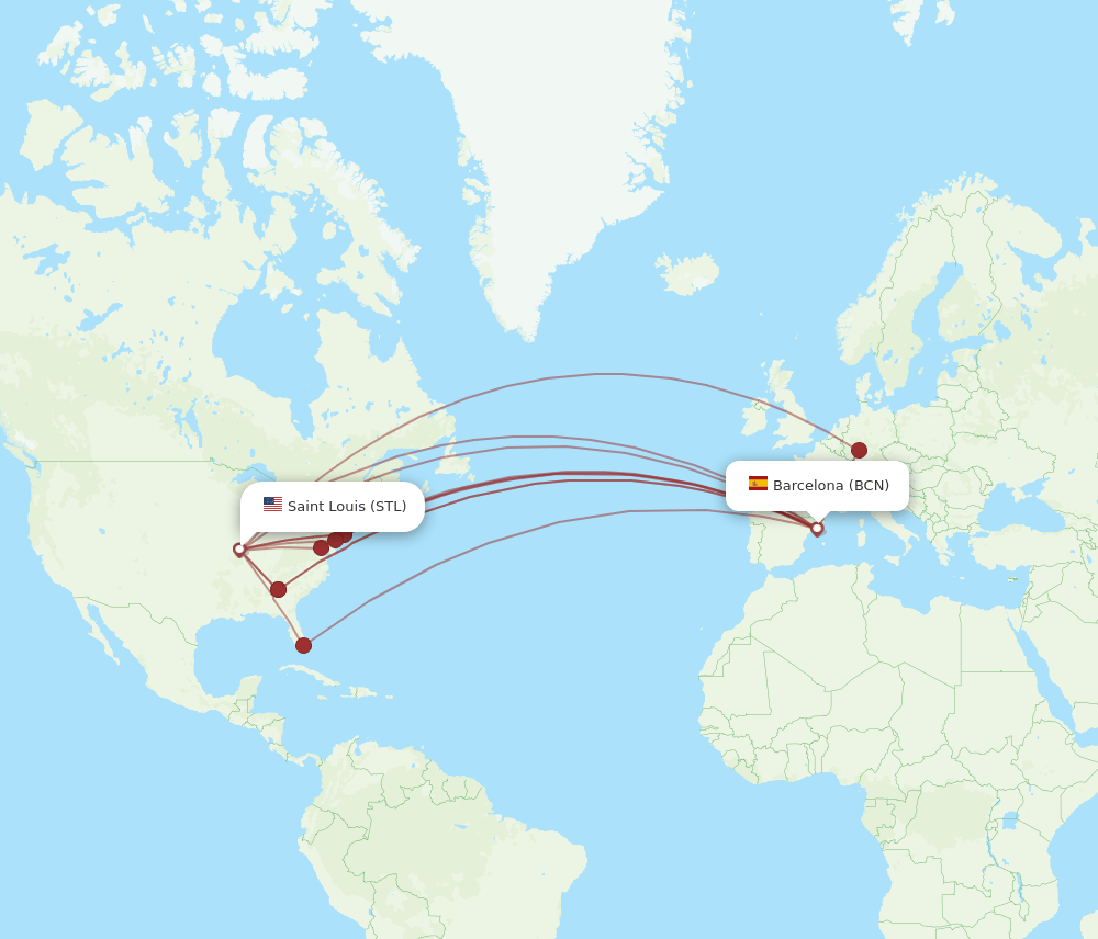 BCN-STL flight routes