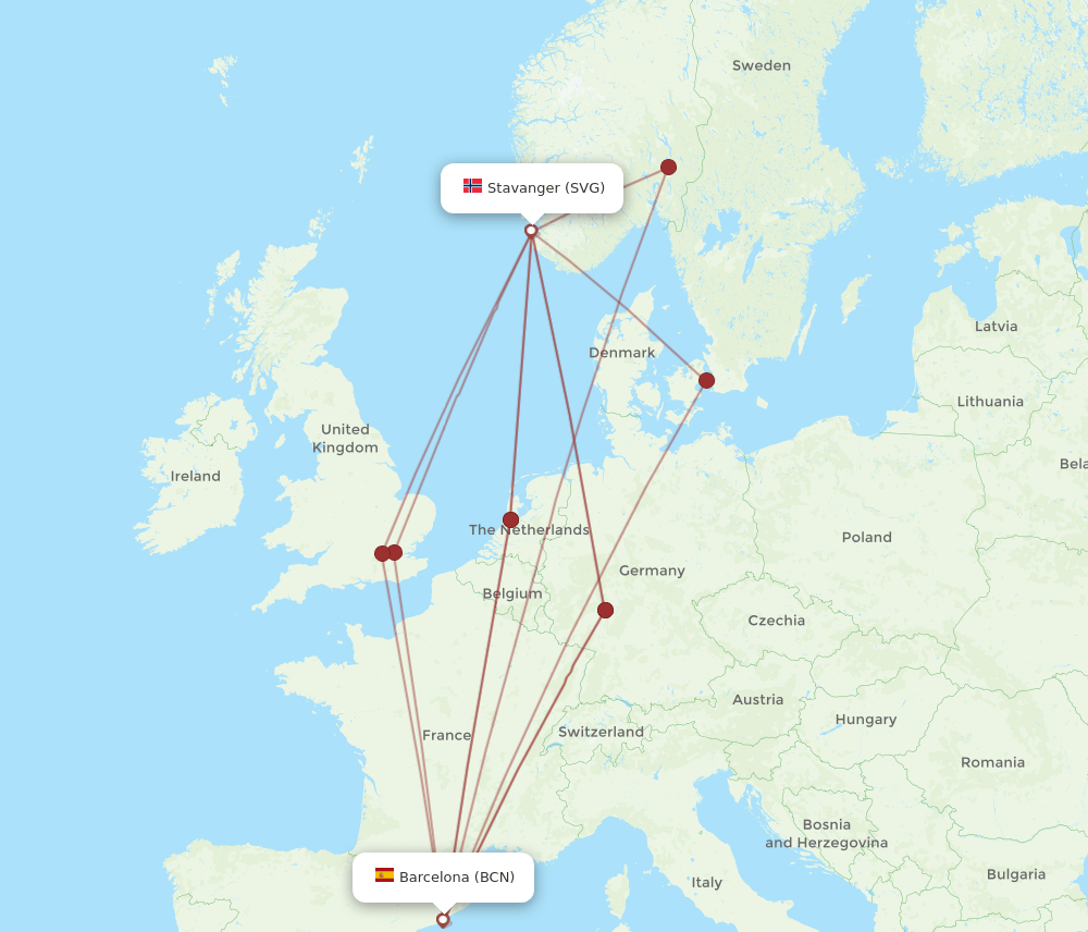 BCN-SVG flight routes
