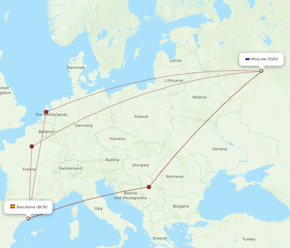 BCN-SVO flight routes
