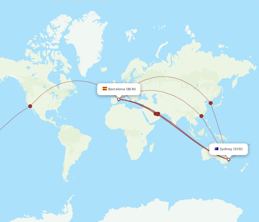 BCN-SYD flight routes