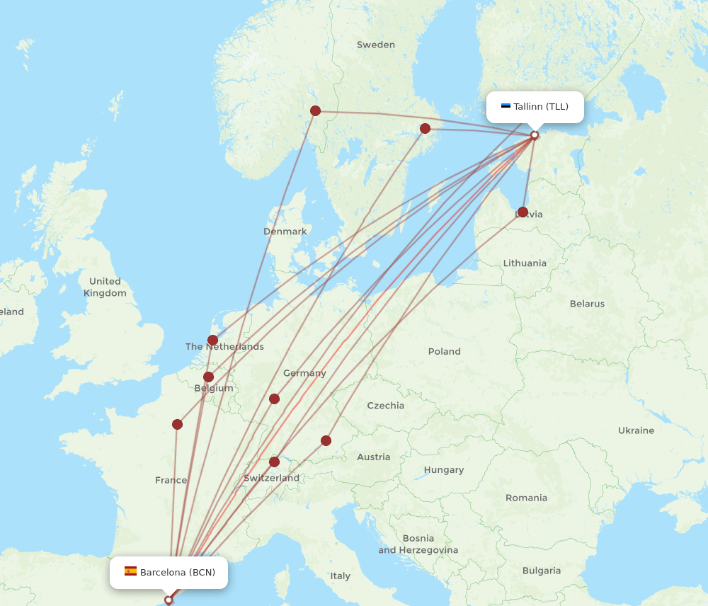 BCN-TLL flight routes