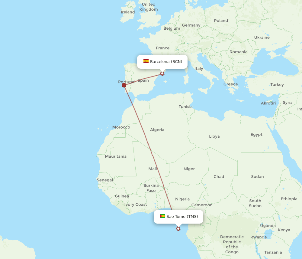 BCN-TMS flight routes