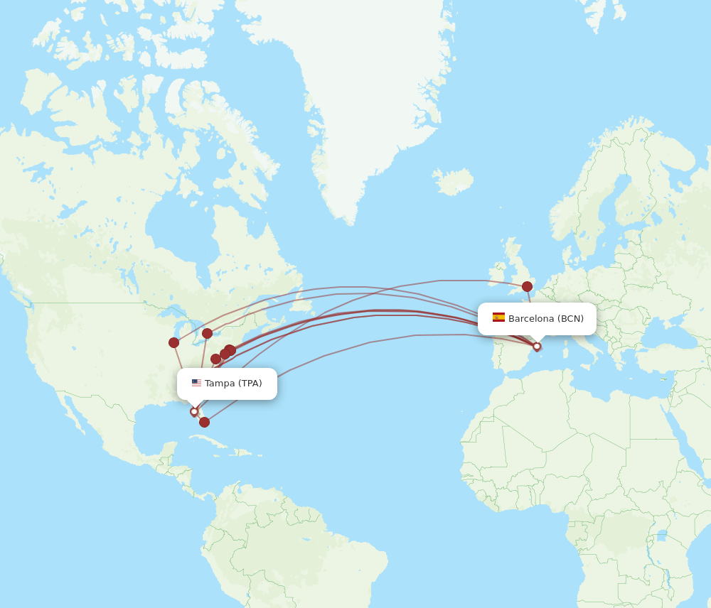 BCN-TPA flight routes
