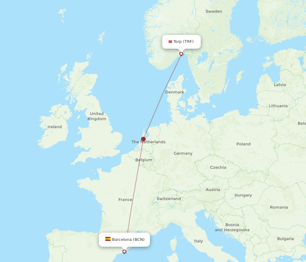 BCN-TRF flight routes