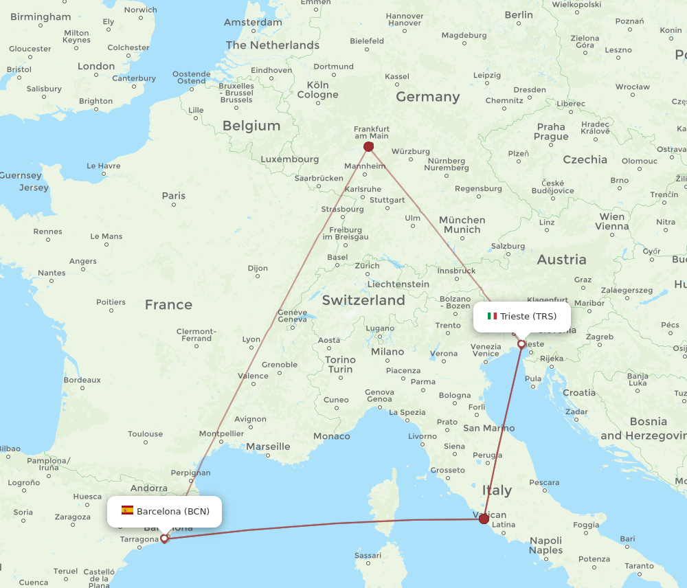 BCN-TRS flight routes