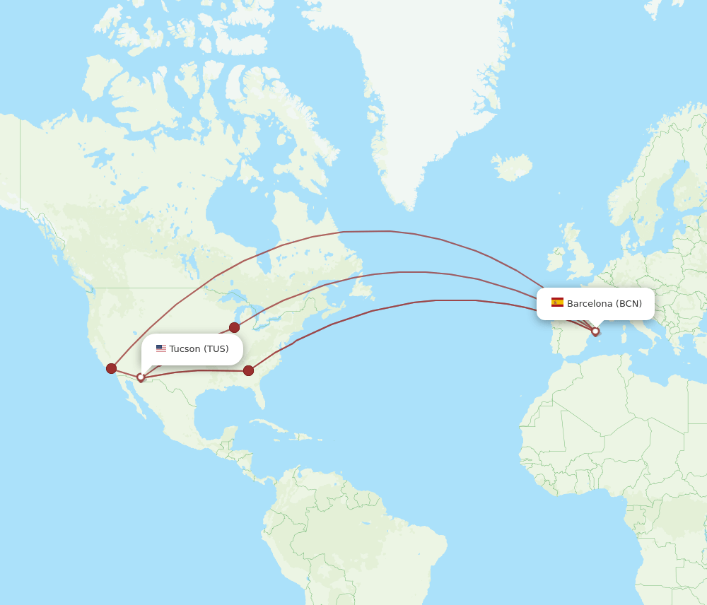 BCN-TUS flight routes