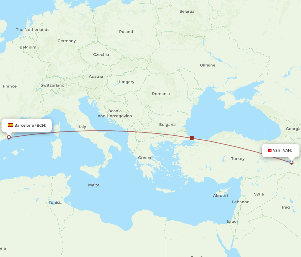 BCN-VAN flight routes