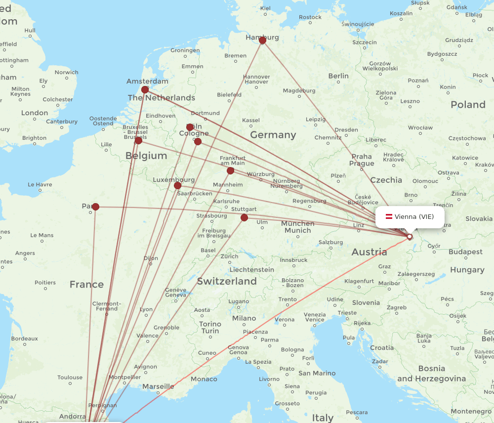 BCN-VIE flight routes
